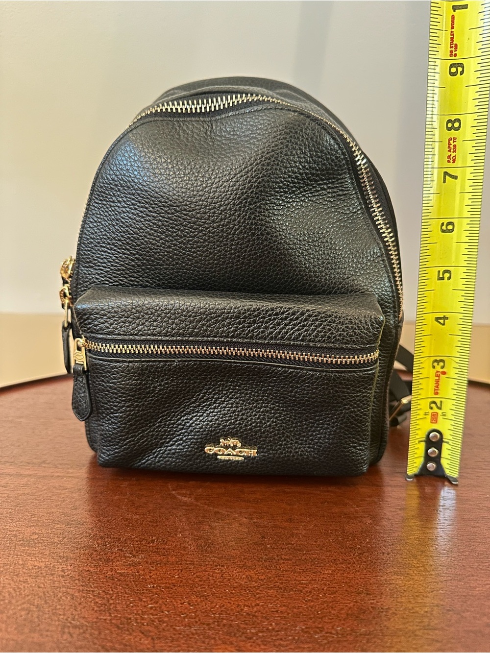 Coach Black Pebbled Leather Mini Backpack with Gold Hardware